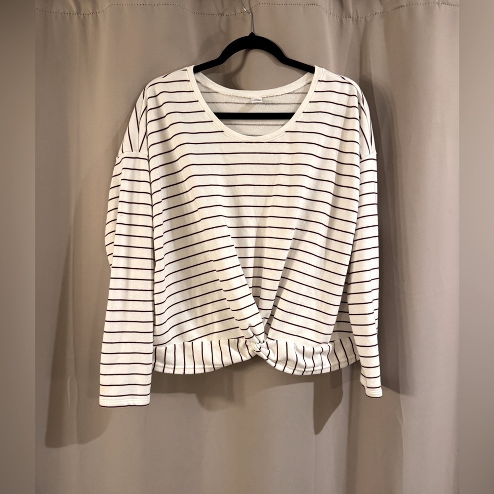 Women’s Old Navy White and Burgundy Striped Top